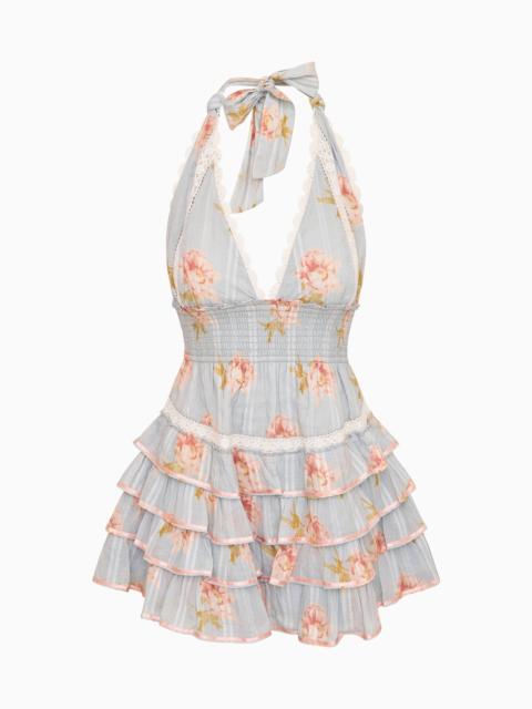 LoveShackFancy Kerch Cotton Peony Print Mini Dress