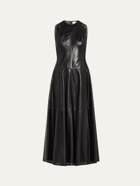 ULLA JOHNSON Juliette Sleeveless Leather Midi Dress