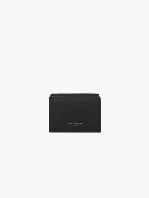 SAINT LAURENT TINY WALLET IN GRAIN DE POUDRE EMBOSSED LEATHER