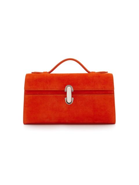 SAVETTE The Slim Symmetry Suede Pochette orange