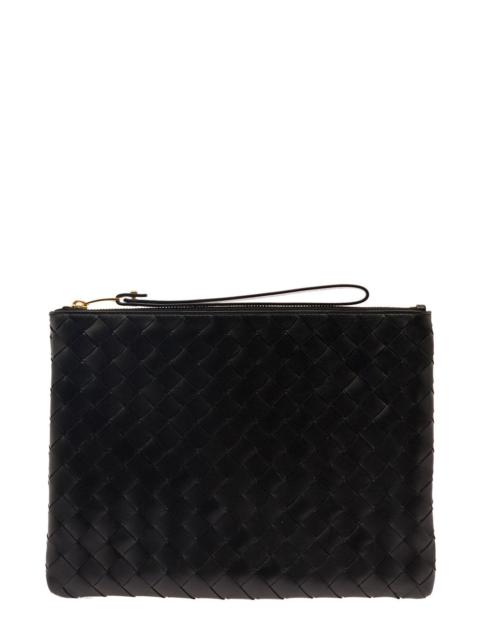 Bottega Veneta Bottega Veneta Women Black Pouch With Braided Motif In Nappa Leather With Zip Woman