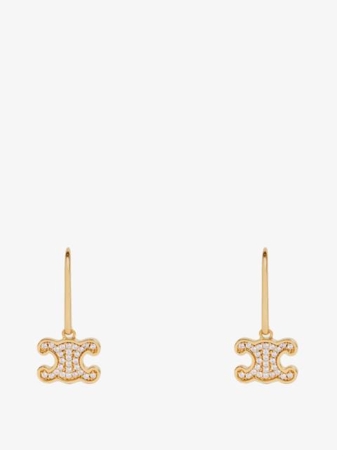 CELINE Celine Triomphe Brass Earrings with Rhinestones Gold