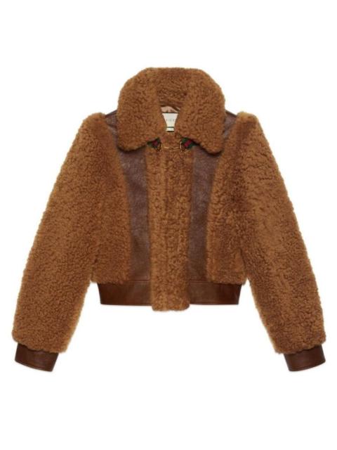 GUCCI Curly Shearling & Lambskin Jacket in Chestnut