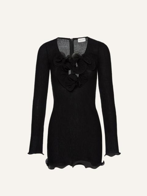 MAGDA BUTRYM Long sleeve crepe beach mini dress in black