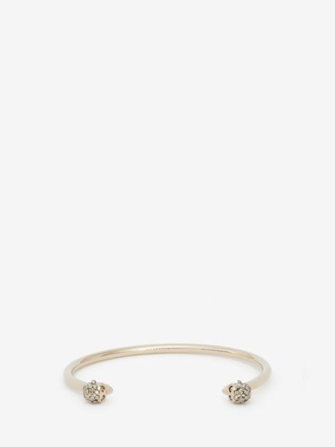 Alexander McQueen Thin Jeweled Twin skull bracelet