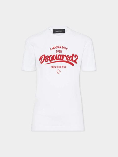 DSQUARED2 SUPER NEGATIVE DYED JUST RIGHT FIT BORN TO BE WILD T-SHIRT