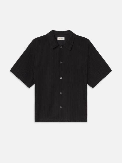 FRAME Crochet Short Sleeve Shirt in Black