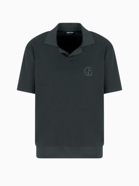 GIORGIO ARMANI SHORT-SLEEVED POLO SHIRT IN COTTON AND CASHMERE INTERLOCK