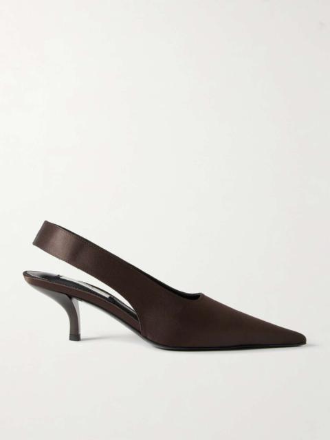 Satin slingback pumps Chocolate