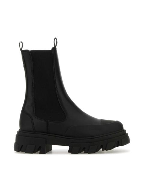 GANNI Black Leather Ankle Boots