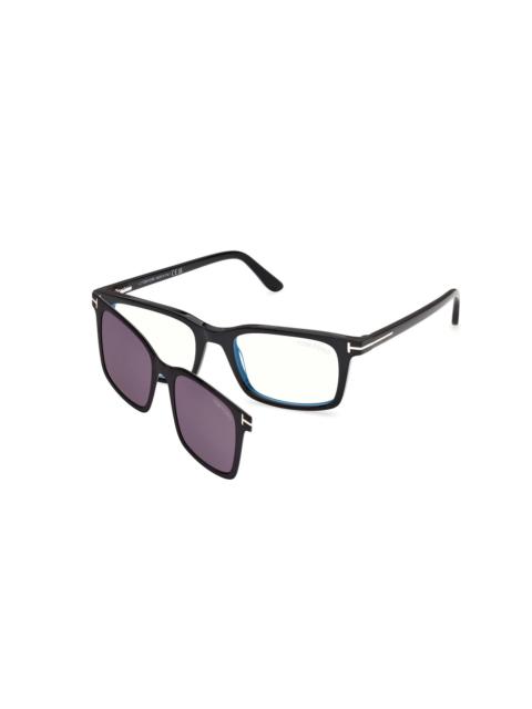 TOM FORD Tom Ford Blue Light Block with Smoke Clip-On Rectangular Men's Eyeglasses FT6175-B 001 53
