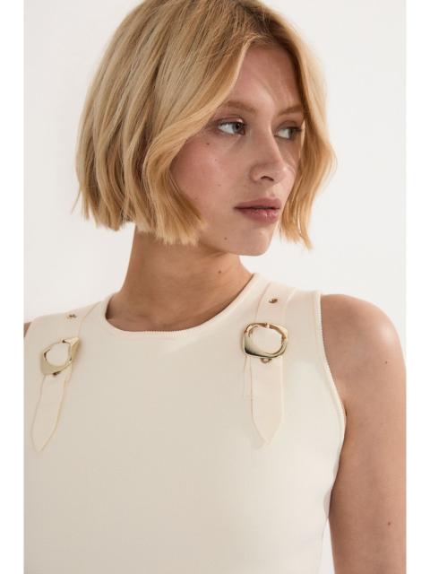 KAREN MILLEN Buckle Trim Knitted Top