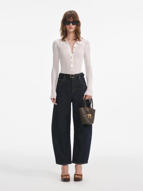 self-portrait White Viscose Knit Bodysuit