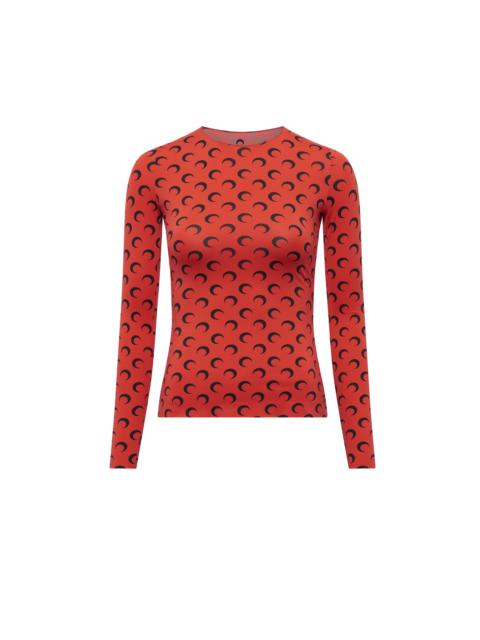 Marine Serre Moon Printed Jersey Second Skin Crewneck Top