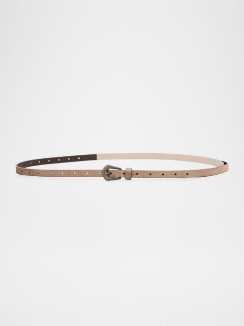 Brunello Cucinelli Reversed Leather Belt with Tip