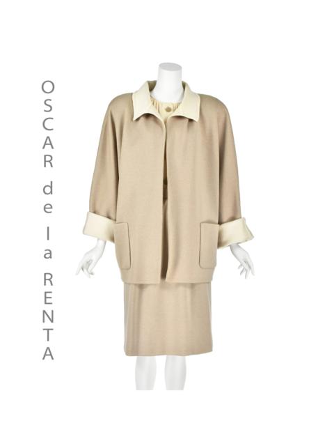 Oscar de la Renta Vintage Oversized Beige & Ivory Three-Piece Ensemble