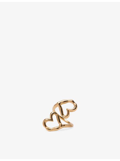 maje Double Heart Brass Ring