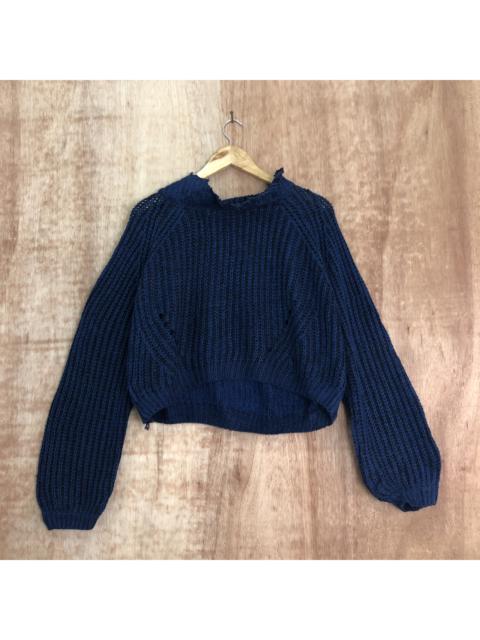 Other Designers Homespun Knitwear - Crop Top Blue Knit Sweater