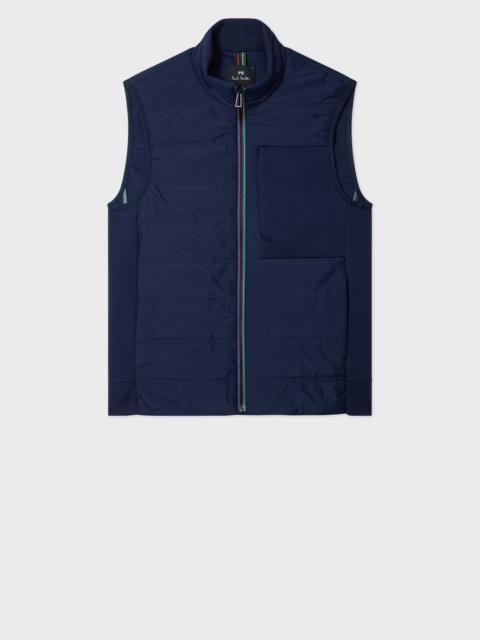 Paul Smith Navy Quilted Mixed Media Gilet