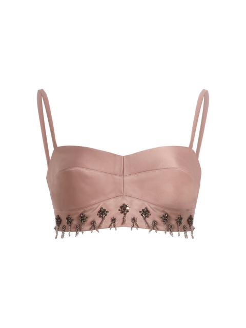 ALEXIS Mili Beaded Satin Crop Top pink