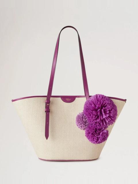 Mulberry Basket Tote Orchid Bloom Raffia & Pom Poms