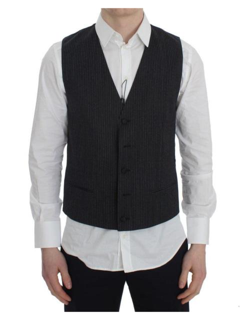 Dolce & Gabbana Gray Striped Formal Vest
