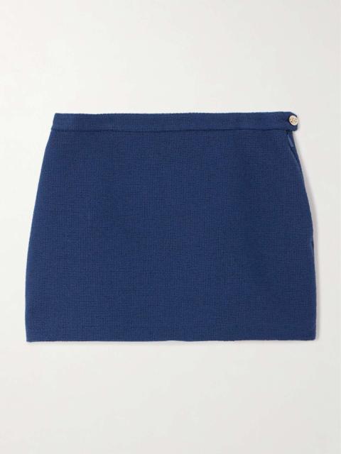 Cotton-blend tweed mini skirt Midnight blue