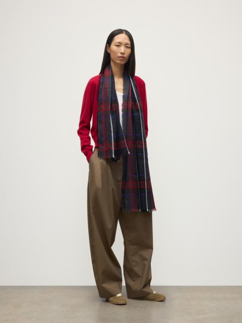 Johnstons of Elgin Orton Navy Crammed Tartan Cashmere Scarf