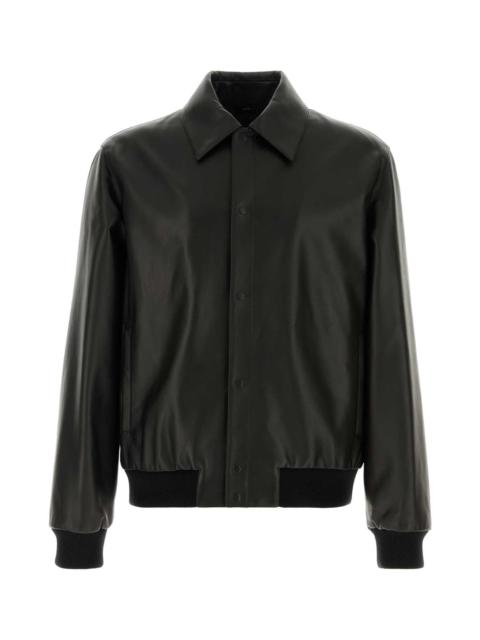 FENDI Fendi Men Black Leather Bomber Jacket