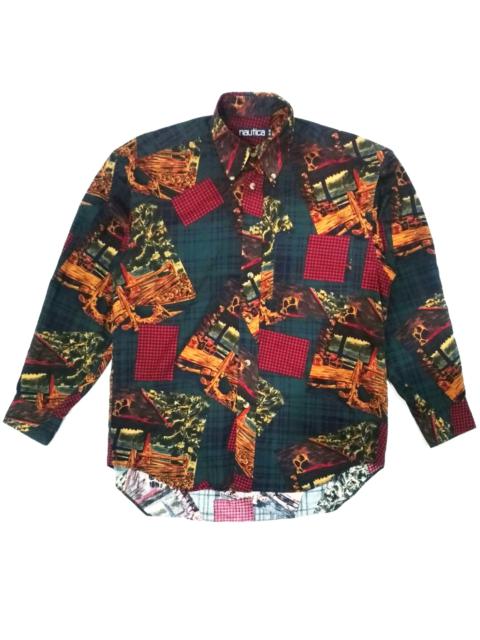 Other Designers Vintage - RARE! VTG NAUTICA MADE IN JAPAN FULL PRINT L/SLEEVE SHIRT