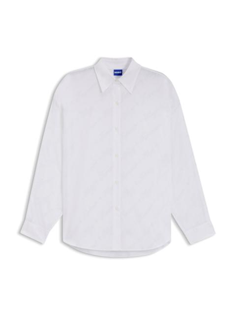 HUGO OVERSIZED-FIT SHIRT WITH LOGO BURNOUT PRINT
