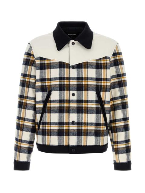 DSQUARED2 Dsquared Men Embroidered Flannel Western Bomber Jacket