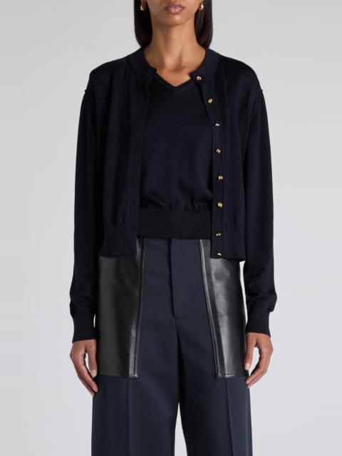 Bottega Veneta Bottega Veneta Knot Button Twin Set in 4121 Navy at Nordstrom