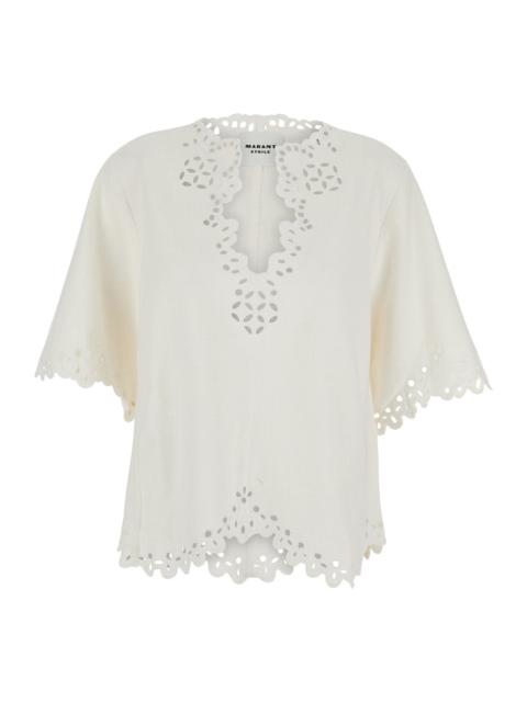 Isabel Marant Étoile Isabel Marant Etoile Women 'Shana' White Kaftan With Cut-Out Details And Scallop Hem In Cotton Woman