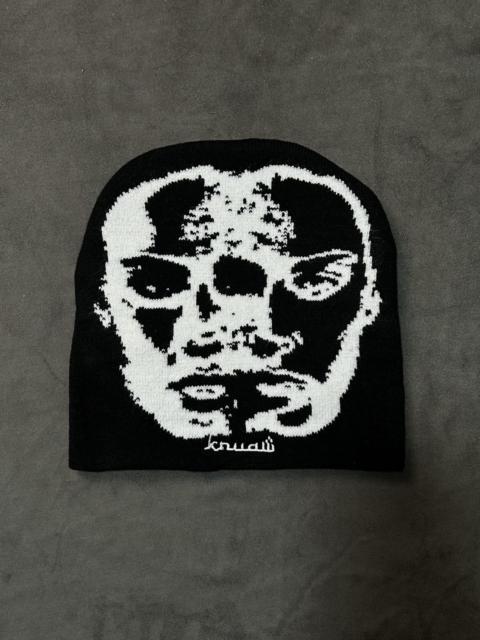 Other Designers Japanese Brand - Rare Double Faces Graphic No Cuff Knit Black Beanie Hats OS