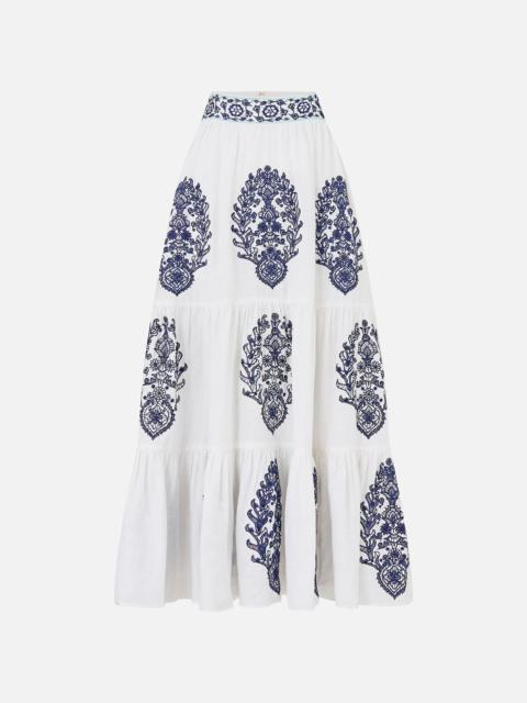 CAMILLA TIERED EMBROIDERED SKIRT