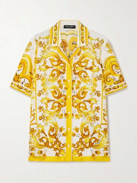 Maiolica floral-print silk-twill shirt