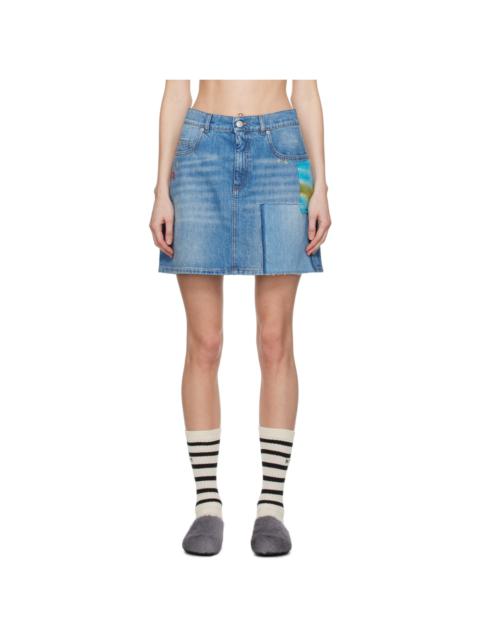 Marni Blue Paneled Denim Miniskirt