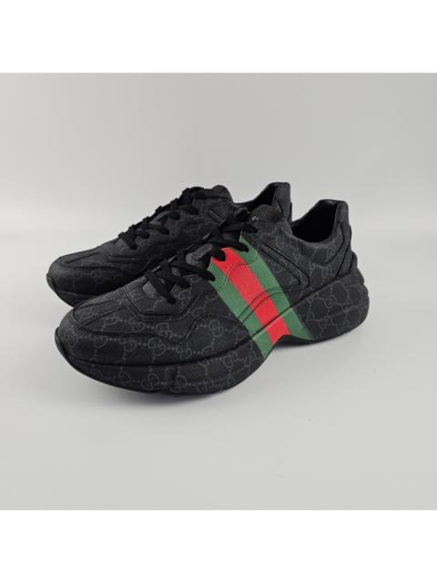 GUCCI GUCCI Rython Men's Black GG Canvas Sneakers New Authentic