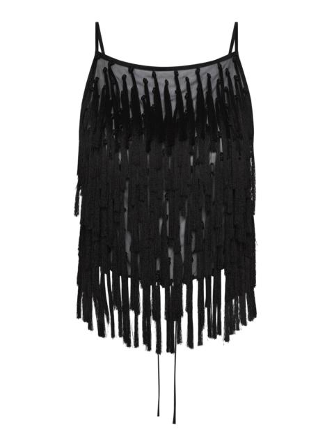 ST. AGNI Tassel-Detailed Silk Top black