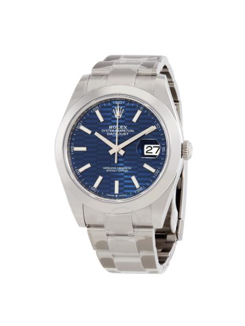 ROLEX Rolex Datejust 41 Bright Blue Fluted Motif Dial Automatic Men's Oyster Watch M126300-0023