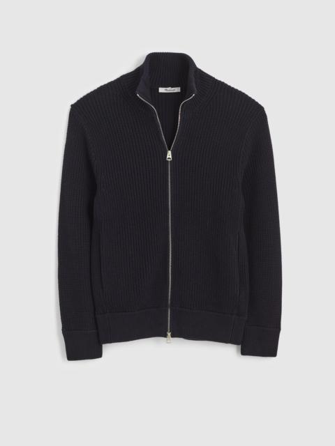 Madewell Cotton Shaker-Stitch Full-Zip Sweater