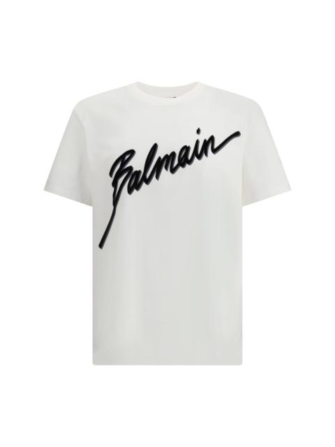 Balmain Balmain Men Balmain Letter Flock T-Shirt - Reg Fit