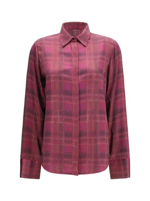Other Designers Ermanno Scervino Crystal Check Satin Shirt Check Women