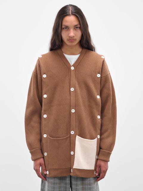 SETCHU Beige Cashmere Rib-Knit Buttoned Cardigan