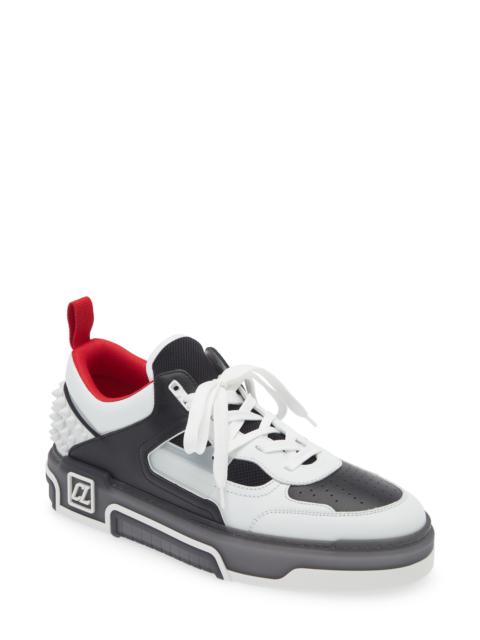 Christian Louboutin Christian Louboutin Astroloubi Mixed Media Low Top Sneaker in White/Black at Nordstrom