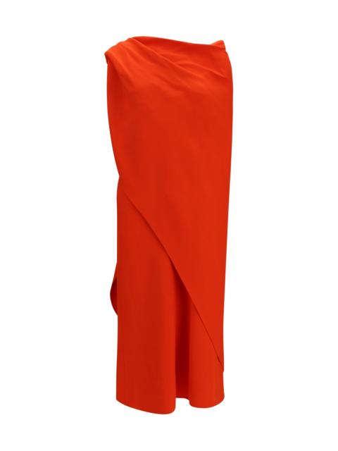 BALENCIAGA Balenciaga Draped Silk Midi Dress Sunset Red