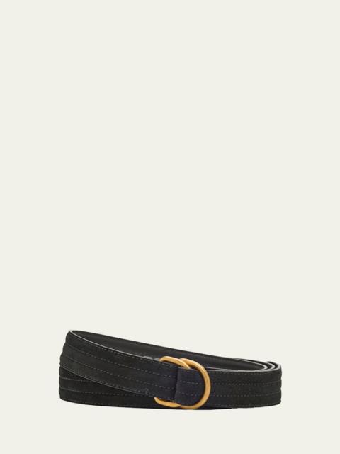 GIORGIO ARMANI Men's Split Leather D-Ring Belt