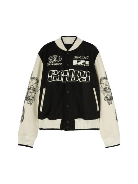 snake-print varsity jacket
