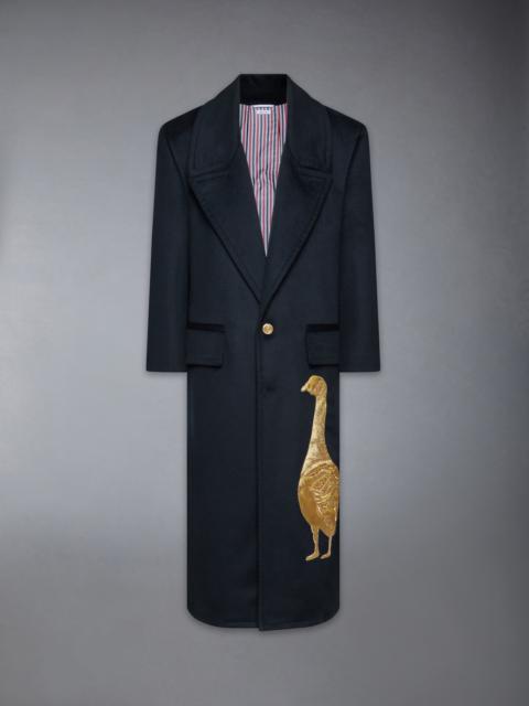 Thom Browne CASHMERE EMBROIDERED APPLIQUE OVERCOAT